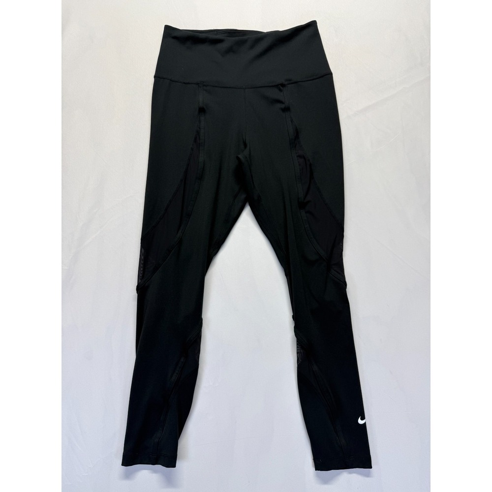 Nike Dri-Fit Leggings Womens Medium Black High Waisted‎ Gym Training Athletic
